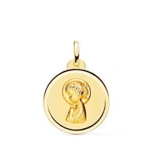 18K MEDALLA ORO AMARILLO VIRGEN NIÑA BISEL. 20 MM