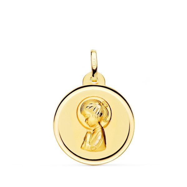 18K MEDALLA ORO AMARILLO VIRGEN NIÑA BISEL. 20 MM