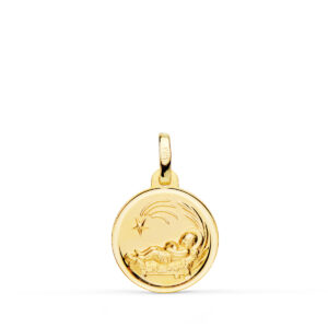 18K MEDALLA ORO AMARILLO NIÑO DEL PESEBRE BISEL. 14 MM