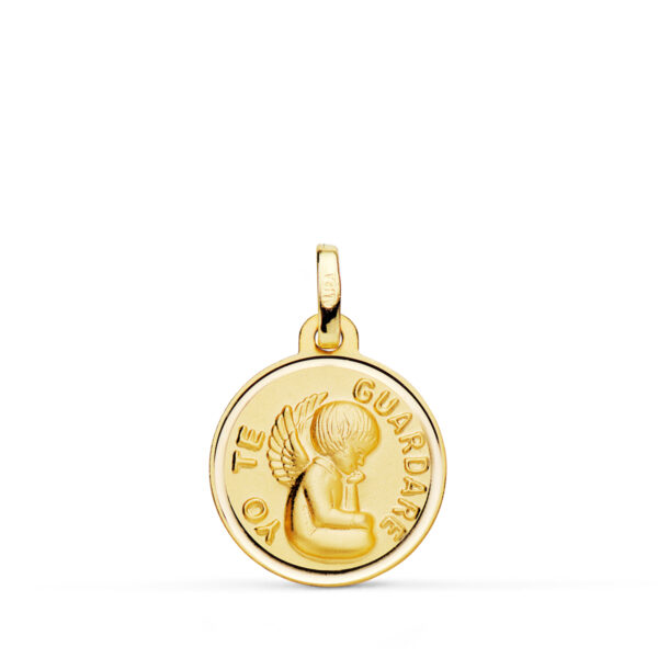 18K MEDALLA ANGEL "YO TE GUARDARE" BISEL 16 MM