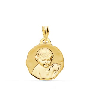 18K MEDALLA ANGEL QUERUBIN BRILLO 19 MM