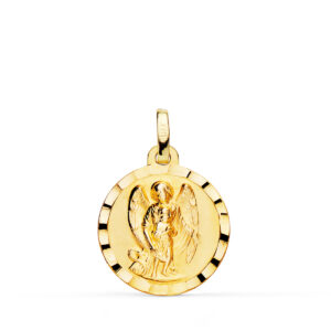 18K MEDALLA ORO AMARILLO ANGEL DE LA GUARDA BORDE TALLADO. 18 MM