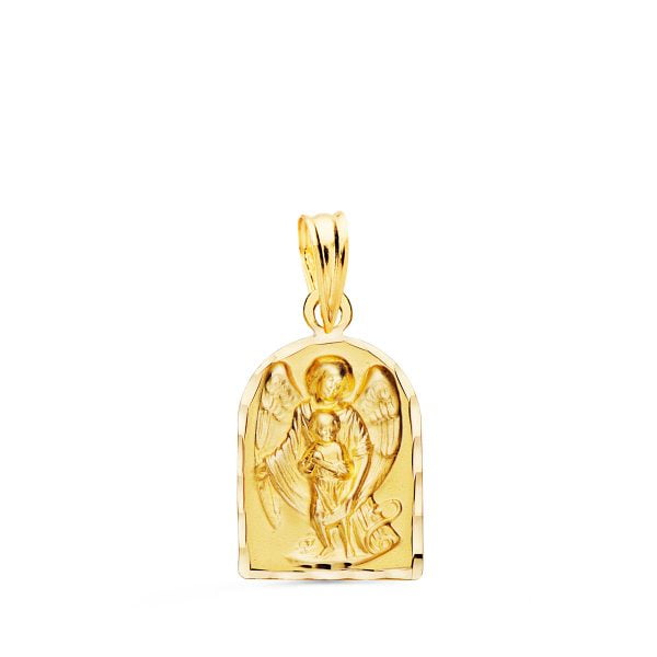 18K MEDALLA ORO AMARILLO CAPILLA ANGEL DE LA GUARDA BORDE TALLADO. 18 X 11 MM