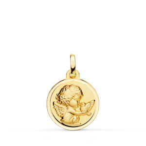 18K MEDALLA ANGEL BURLON CON PALOMA BISEL 16MM
