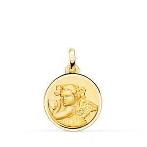 18K MEDALLA ORO AMARILLO ANGEL NIÑA REVOLTOSA BISEL. 18 MM