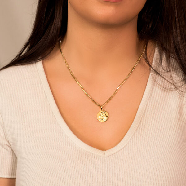 18K MEDALLA VIRGEN MADRE DIVINA TERNURA BRILLO Y MATE. 18 MM - Imagen 2