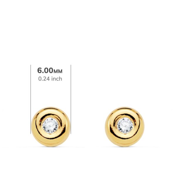 18K PENDIENTES ORO AMARILLO CHATON DIAMANTES 0.100 QTS. G-VS2. CIERRE PRESION - Imagen 2