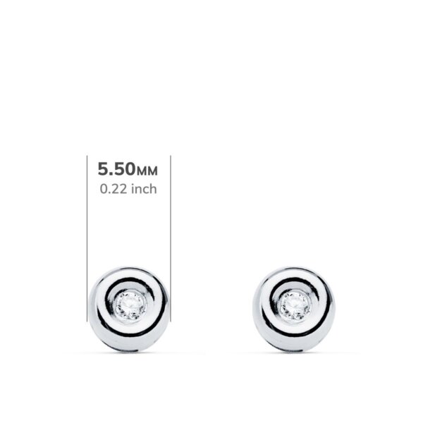 18K PENDIENTES ORO BLANCO CHATON DIAMANTES 0.040 QTS. G-VS2. CIERRE PRESION - Imagen 2