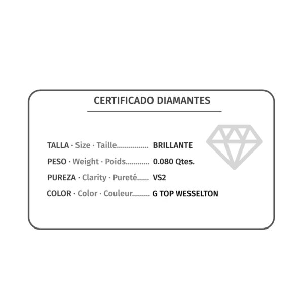 PENDIENTES ORO BLANCO CHATON 4 BRILLANTES 0.08 QTS. 1.7 MM VS2-G. 11X5.5 MM - Imagen 3