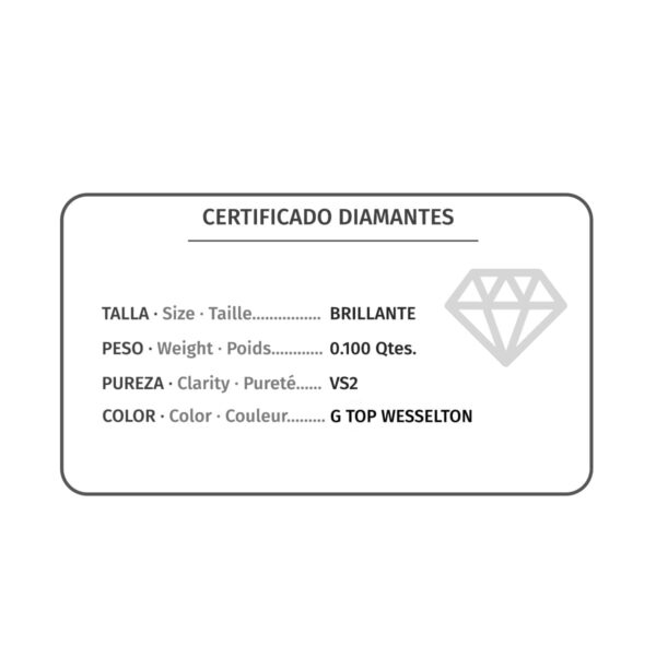 18K PENDIENTES ORO AMARILLO CHATON DIAMANTES 0.100 QTS. G-VS2. CIERRE PRESION - Imagen 3